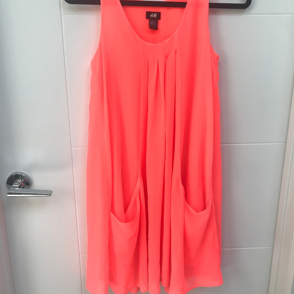 H&M Neon Fluorescent Orange Flowy Sundress